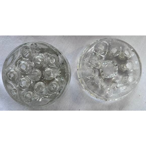 Vtg Glass Flower Frog Set Florist Arrangements Centerpieces Retro Decor Cottage - Picture 3 of 5